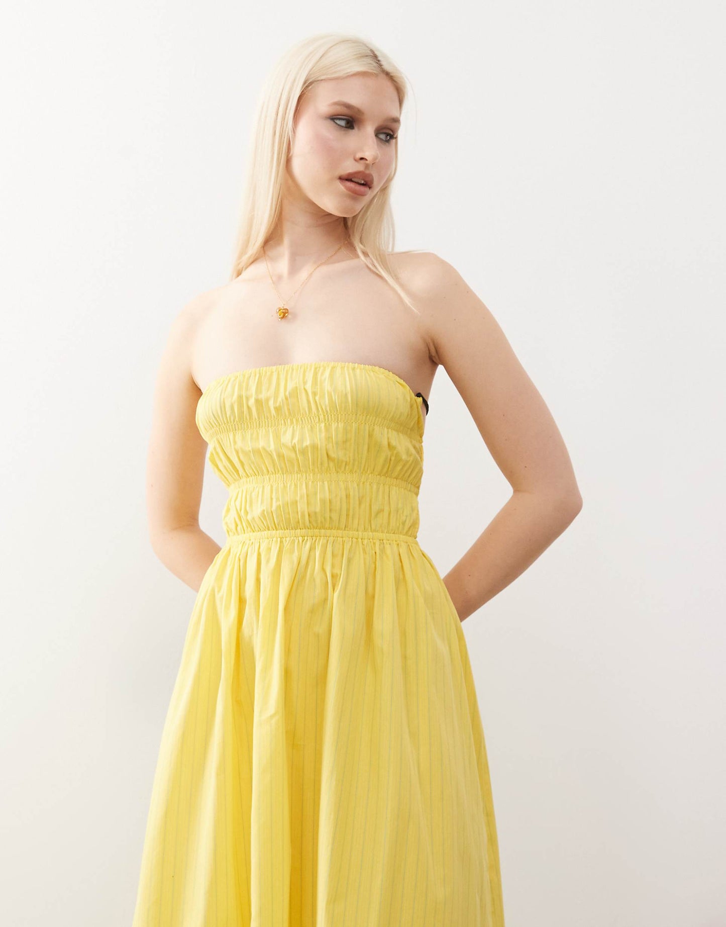 Ruched Top Thin Strap Midi Dress