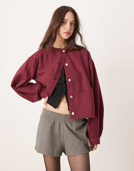 Denim Collarless Jacket