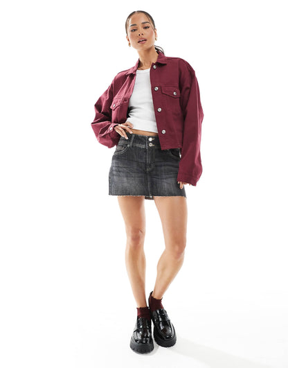 Denim Funnel Neck Jacket