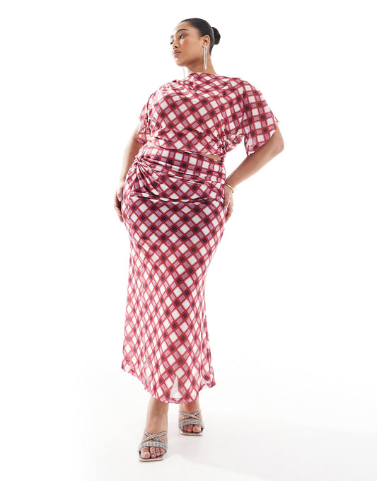 Exclusive Ruched Twist Detail Maxi Skirt Co-Ord