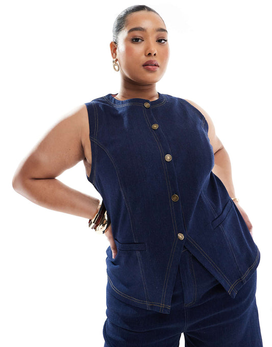 Exclusive Button Front Waistcoat & Jorts Co-Ord