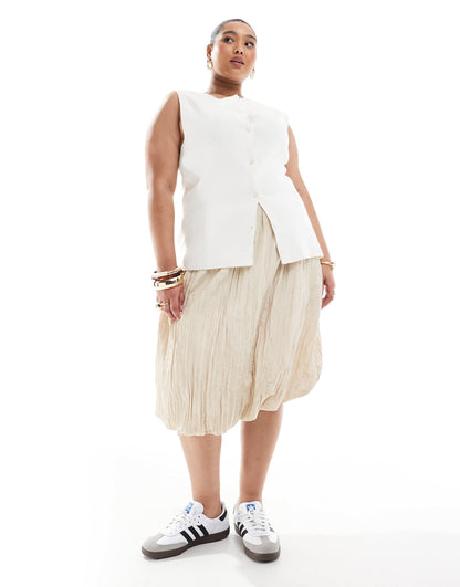 Exclusive Textured Puffball Midi Skirt