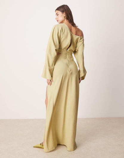 Fallen Shoulder Cut Out Midaxi Dress
