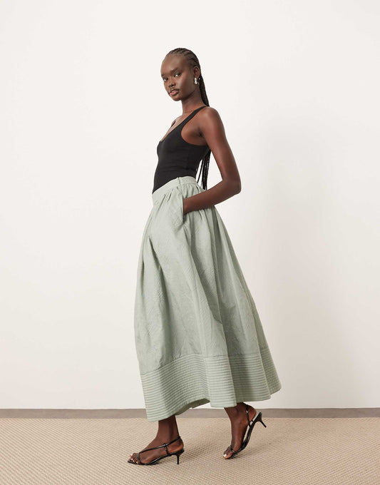 Textured Maxi Skirt With Pockets
