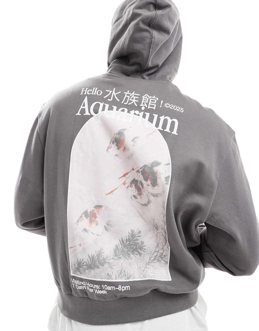Oversized Hoodie With Photographic Back Print