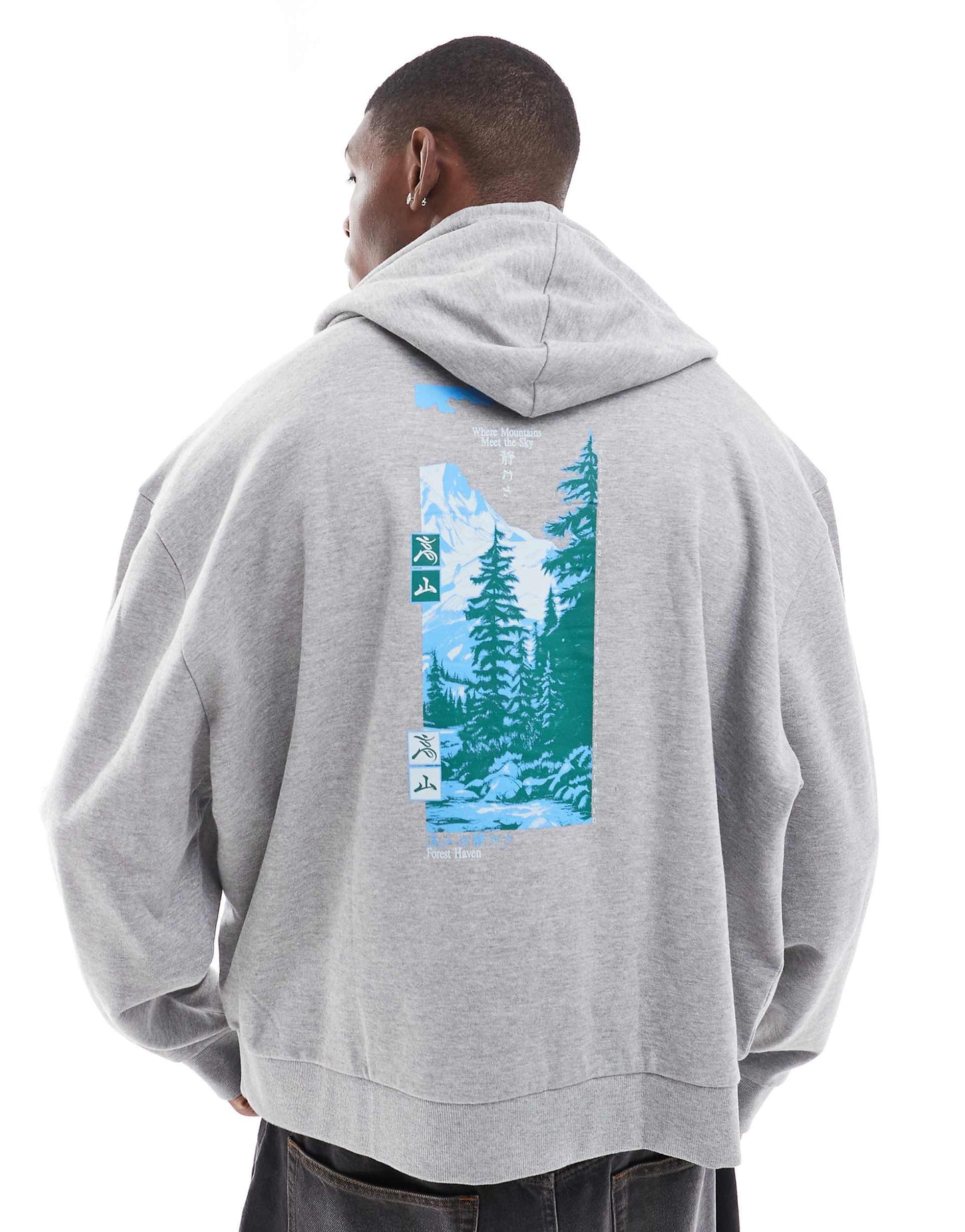 Boxy Oversized Hoodie With Photographic Back Print