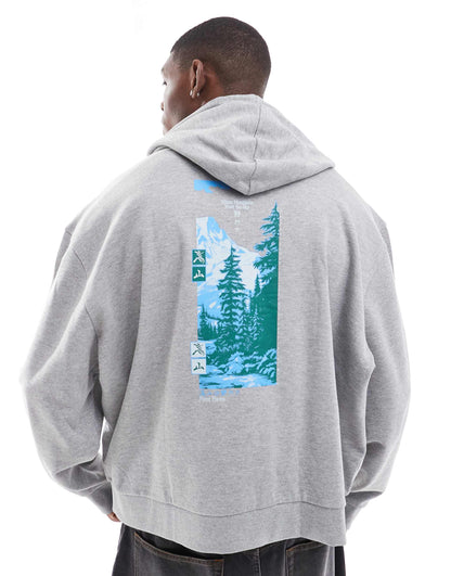 Boxy Oversized Hoodie With Photographic Back Print