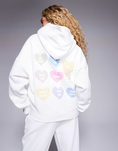 Love Hearts Oversized Hoodie Co-Ord