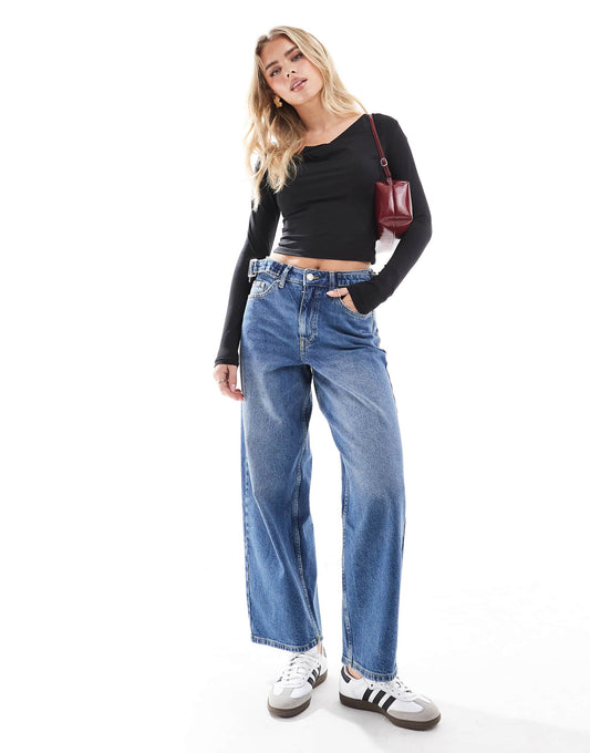 Petite Cinched Waist Baggy Jean