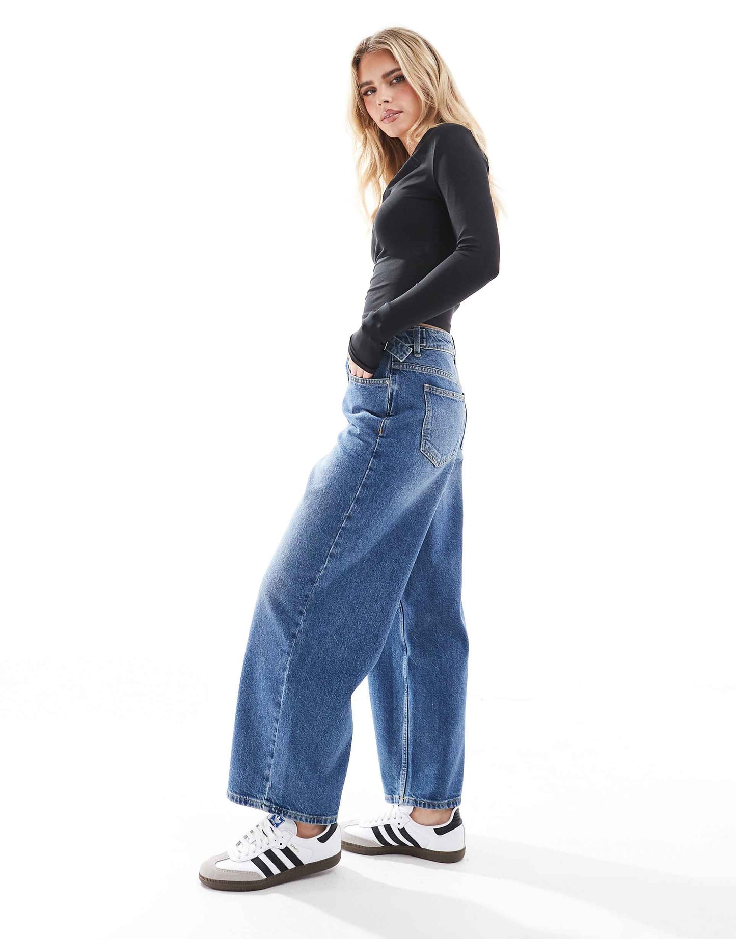 Petite Cinched Waist Baggy Jean