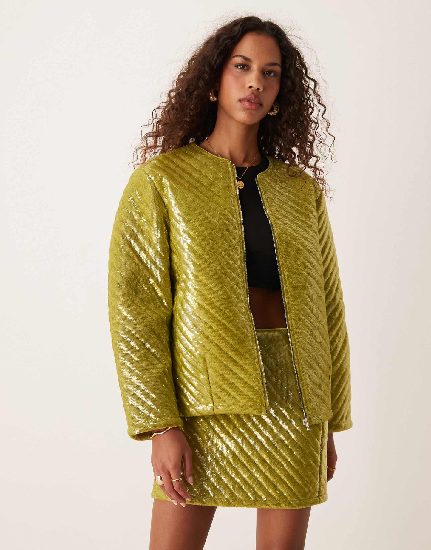 Padded Sequin Jacket Co-Ord