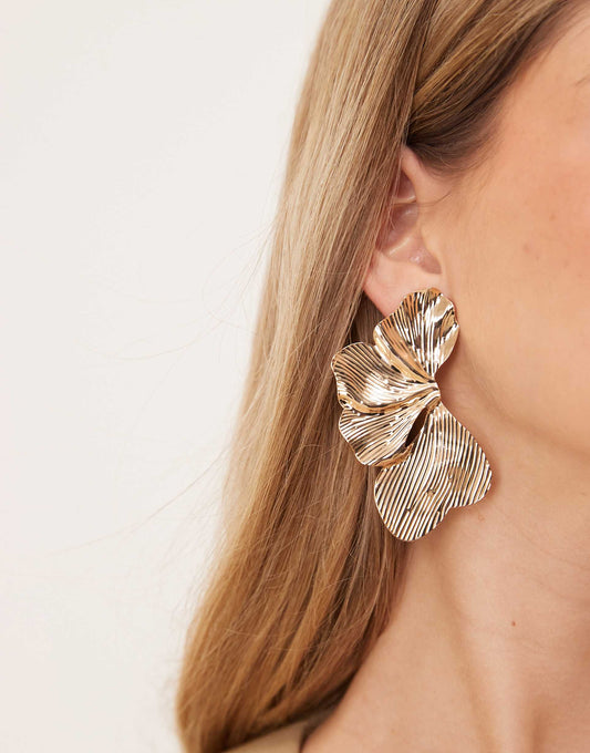 Stud Earrings With Oversized Floral Petal Detail