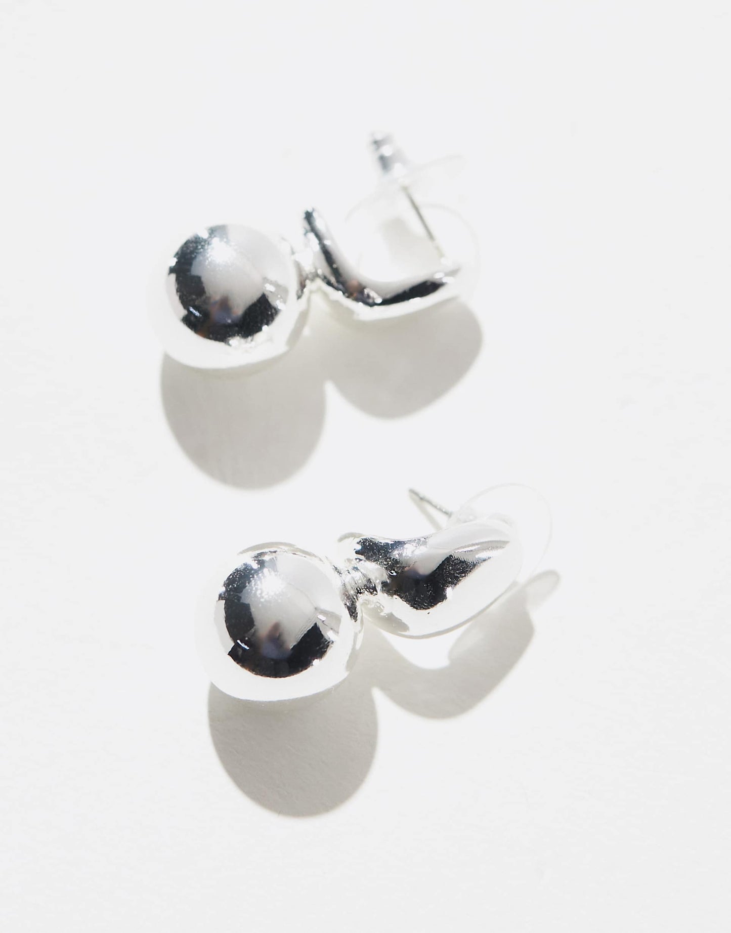 Silver Plated Stud Earrings With Ball Detail