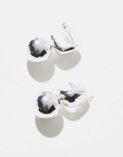 Silver Plated Stud Earrings With Ball Detail