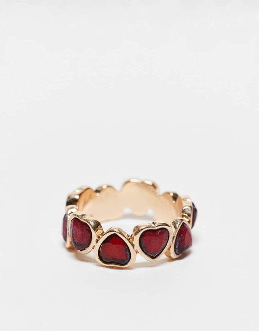 Ring With Ruby Red Crystal Detail