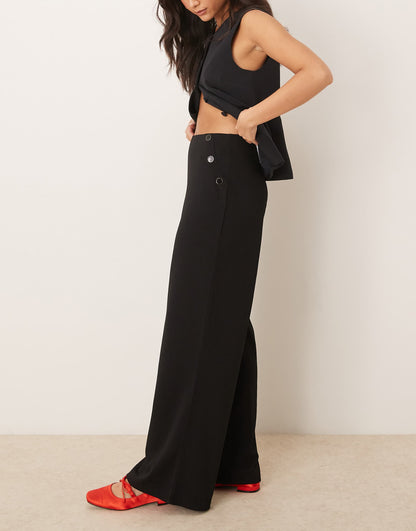 Side Button Details Trousers