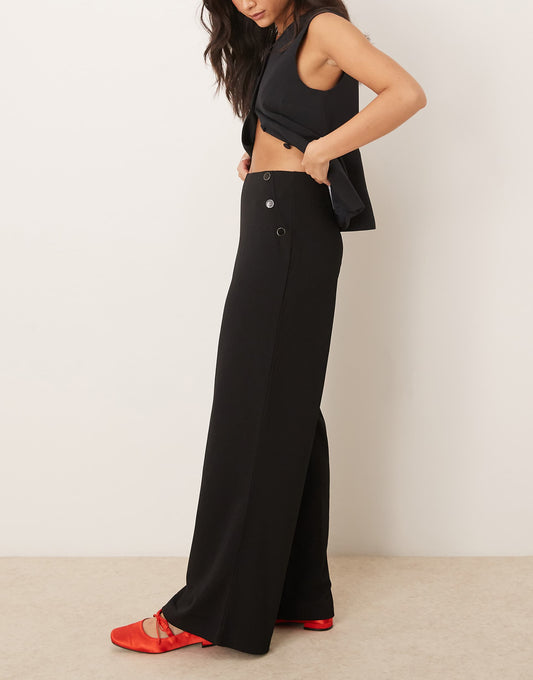 Side Button Details Trousers