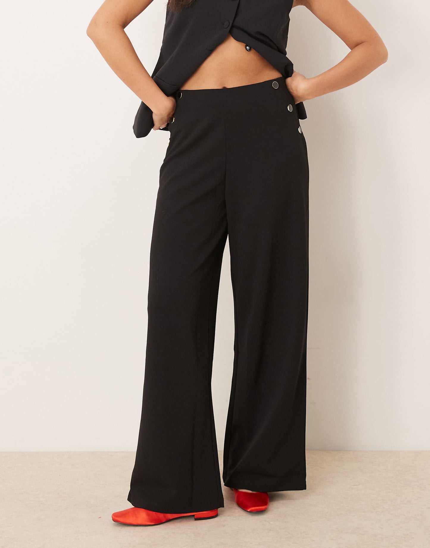 Side Button Details Trousers