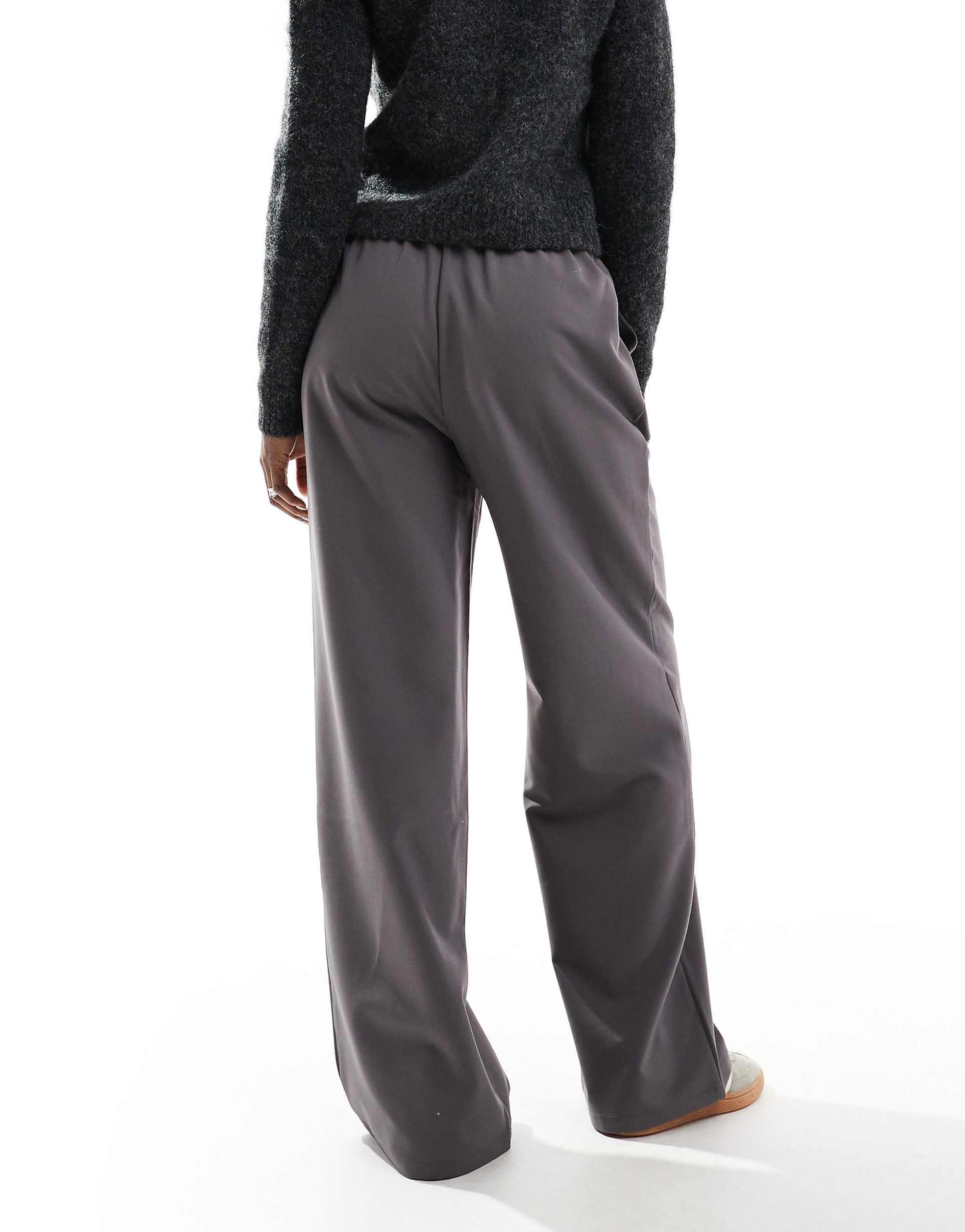 Tailored Wide Leg Trousers With Contrast Waistband