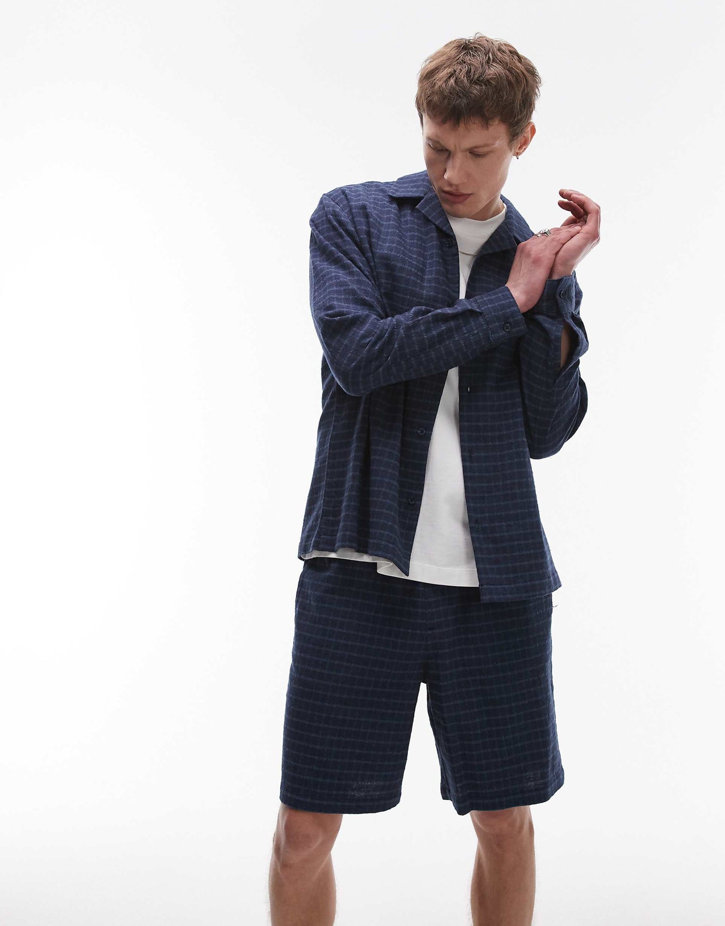Blue Check Mid Weight Shorts