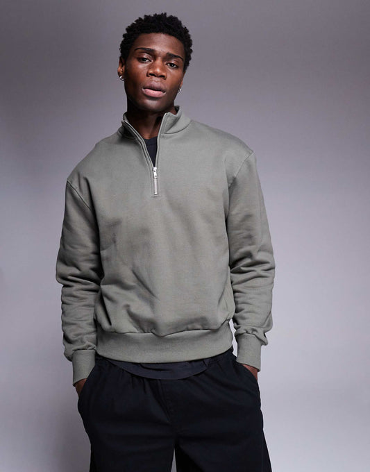 Premium Heavyweight Boxy Oversized Quarter Zip Sweatshirt 400Gsm
