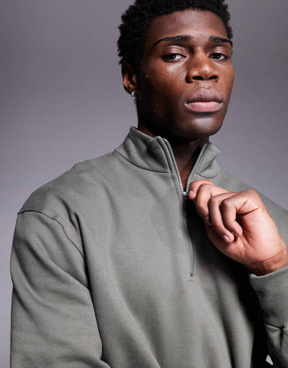 Premium Heavyweight Boxy Oversized Quarter Zip Sweatshirt 400Gsm