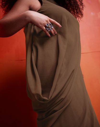 Curve Sleeveless Asymmetric Sheer Dress