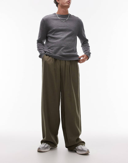 Casual Linen Blend Relaxed Trousers