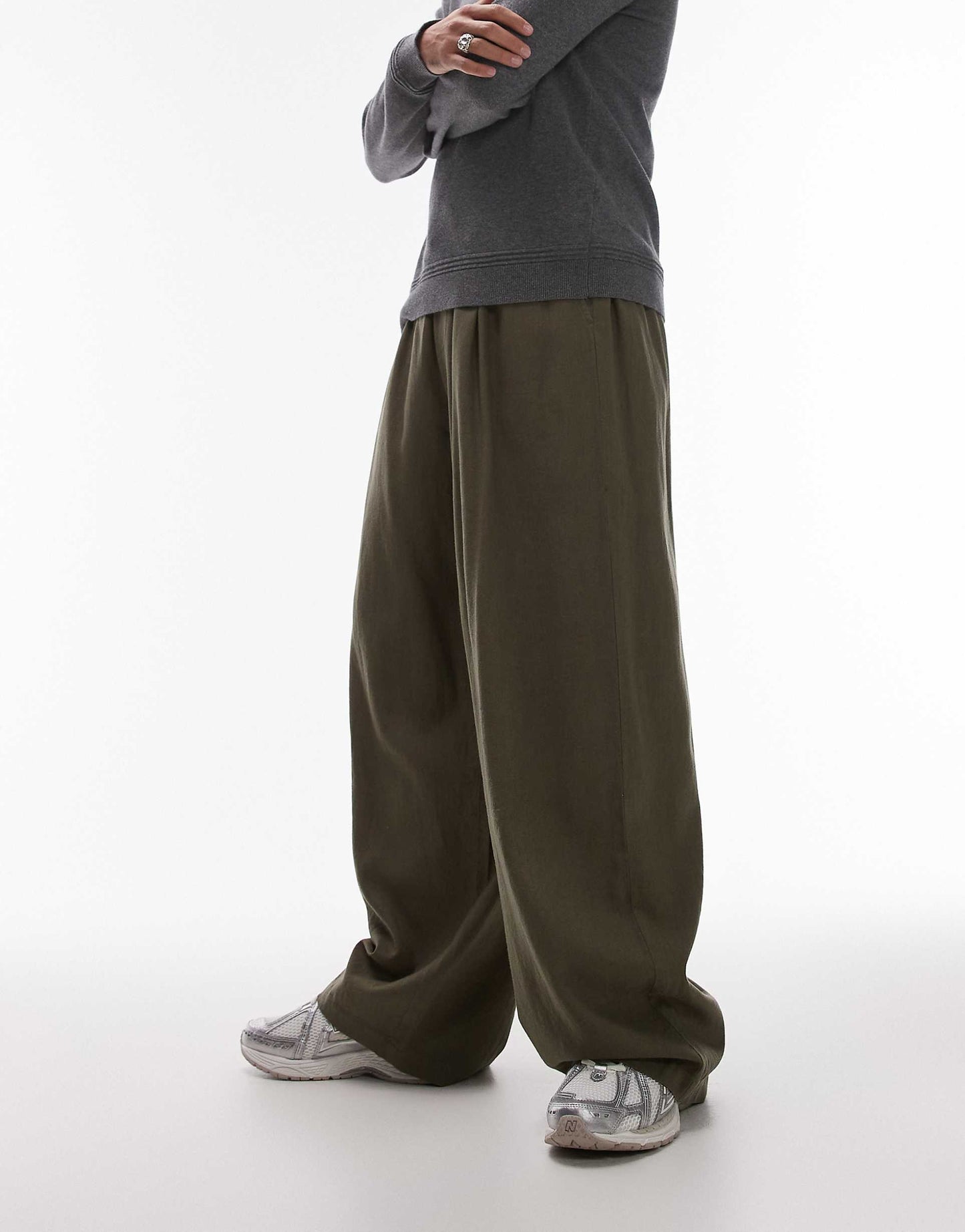 Casual Linen Blend Relaxed Trousers