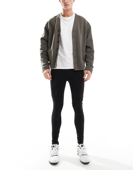 Mens Spray On Ripped Jean