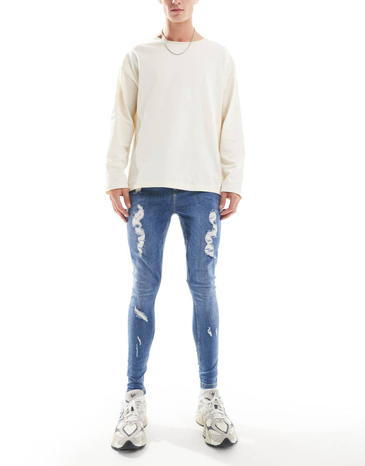 Mens Spray On Ripped Jean