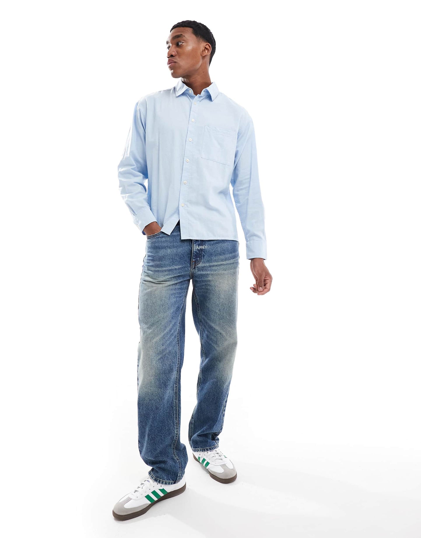 Cropped Oxford Long Sleeve Shirt