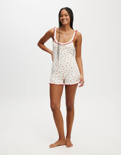 Rib Ruffle Boyleg Romper