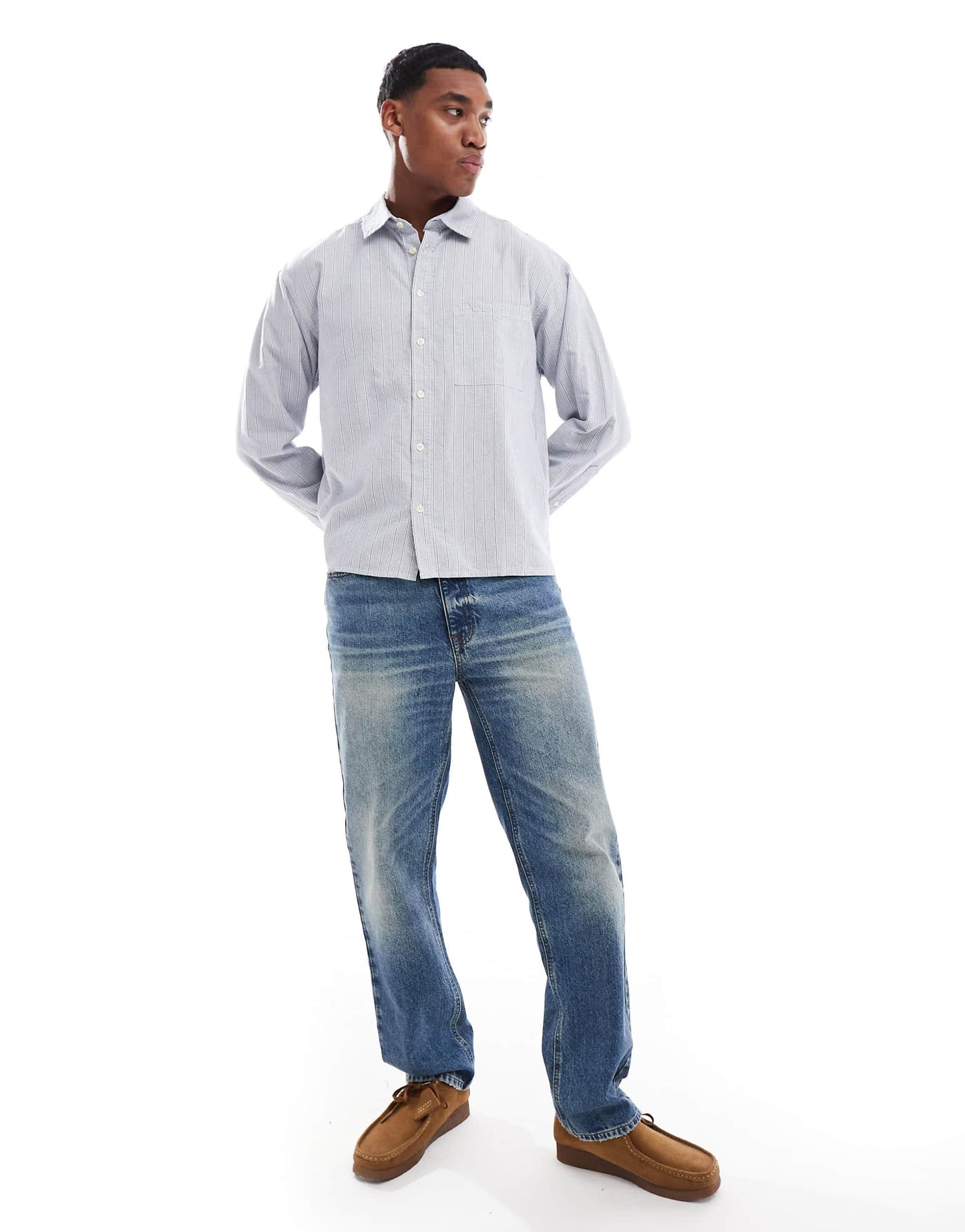 Cropped Oxford Long Sleeve Shirt