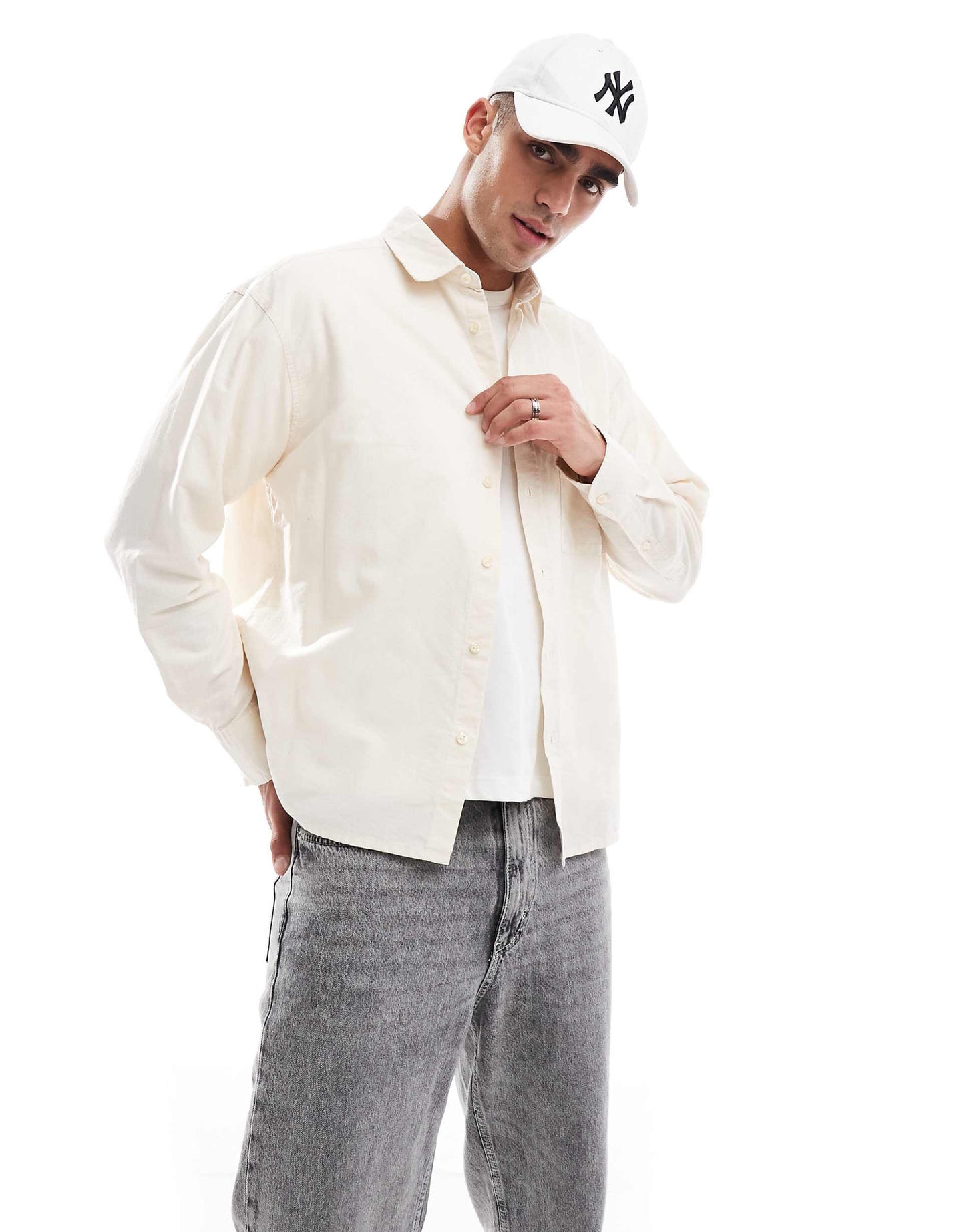 Cropped Oxford Long Sleeve Shirt