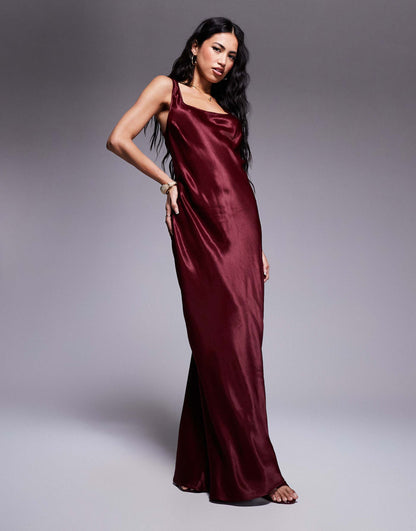 Satin Scoop Neck Satin Maxi Dress