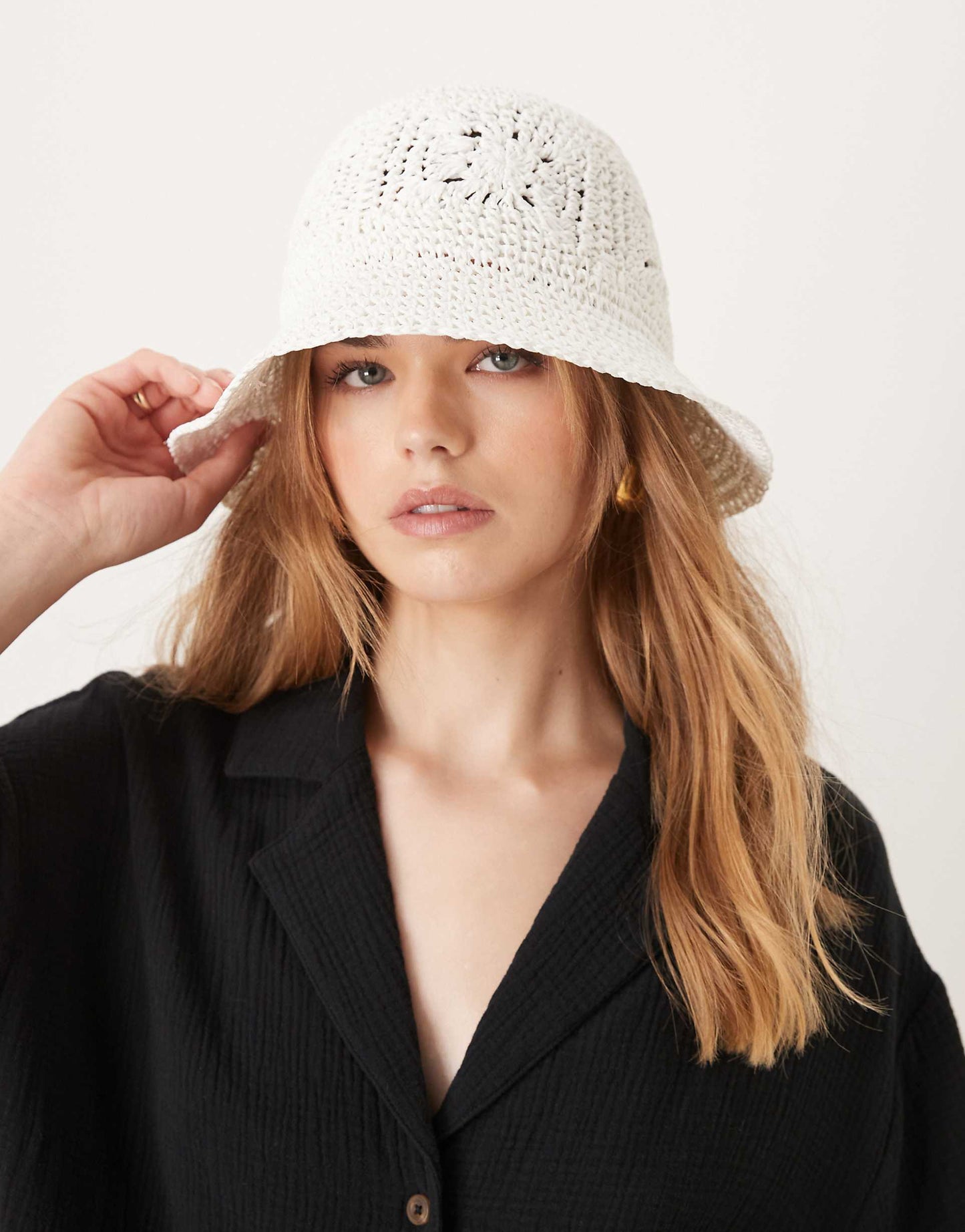 Straw Packable Floral Crochet Bucket Hat