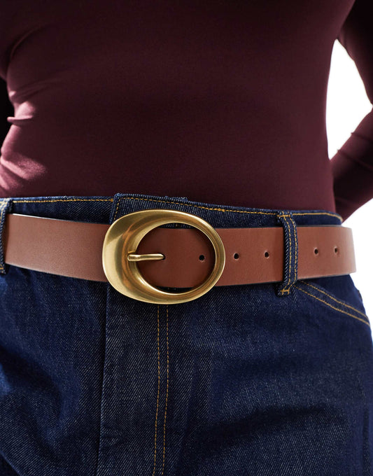 Curve Oval Buckle Jeans Belt