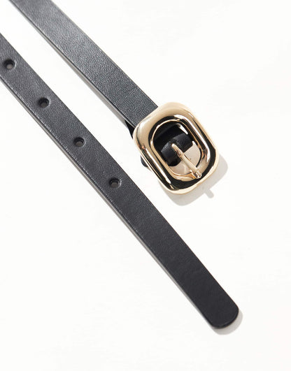 Waist And Hip Skinny Belt With Bubble Rectangle Buckle Detail