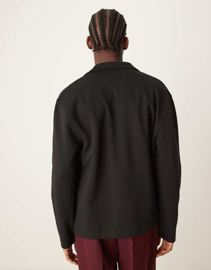 Premium Interlock Relaxed Long Sleeve Button-Up Shirt 300Gsm