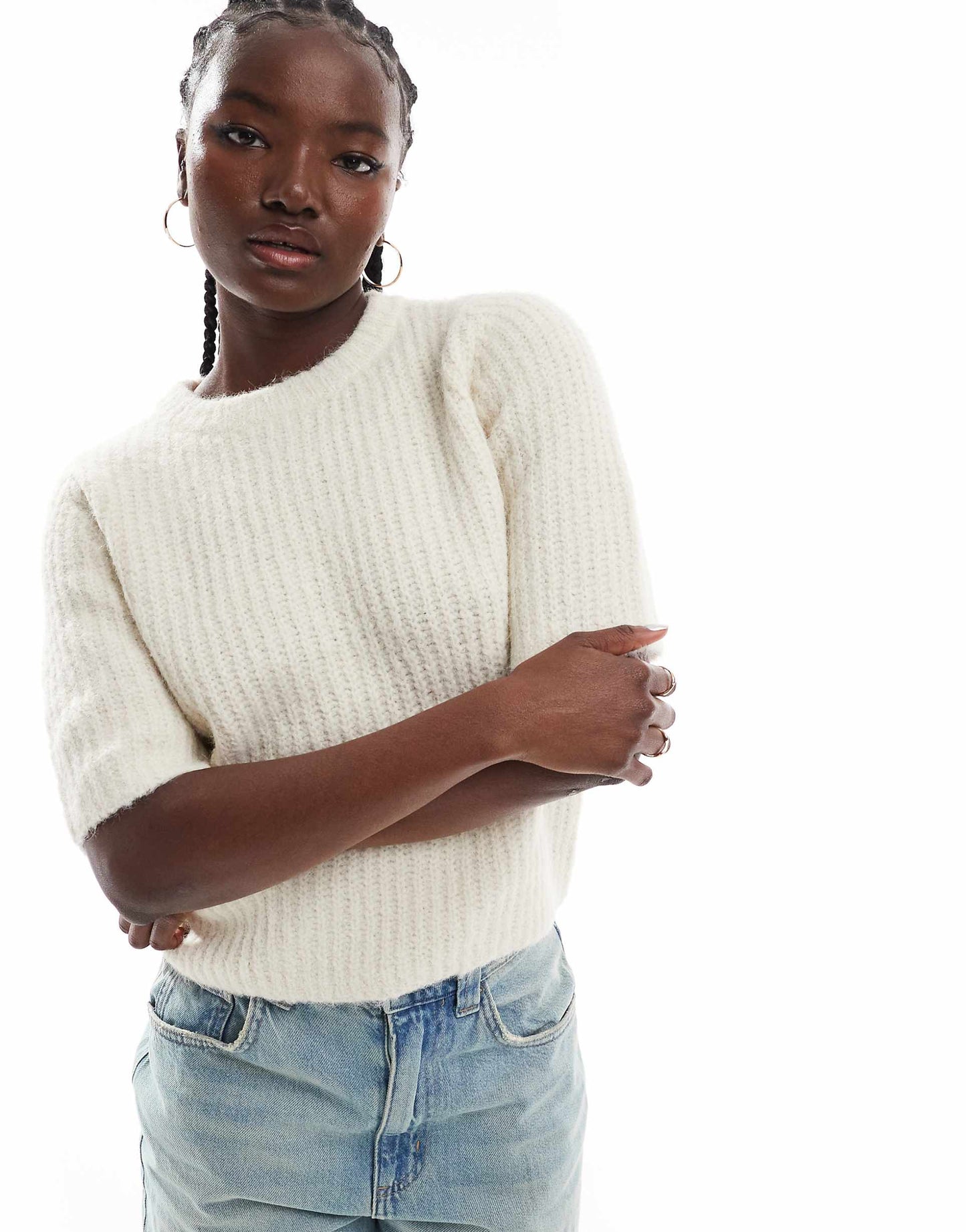Chunky Ribbed Knit T-Shirt
