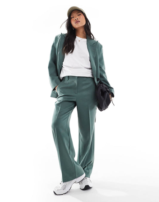 Petite Tailored Herringbone Wide Leg Co-Ord Trousers