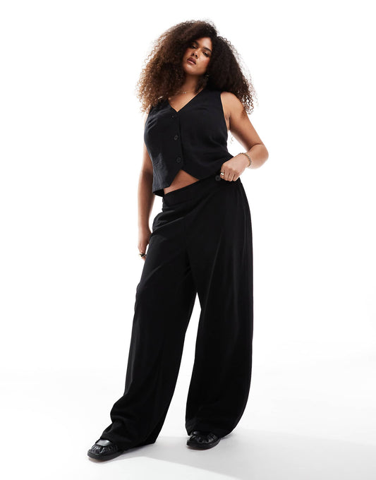 Curve Stretch Tailored Wide Leg Trousers