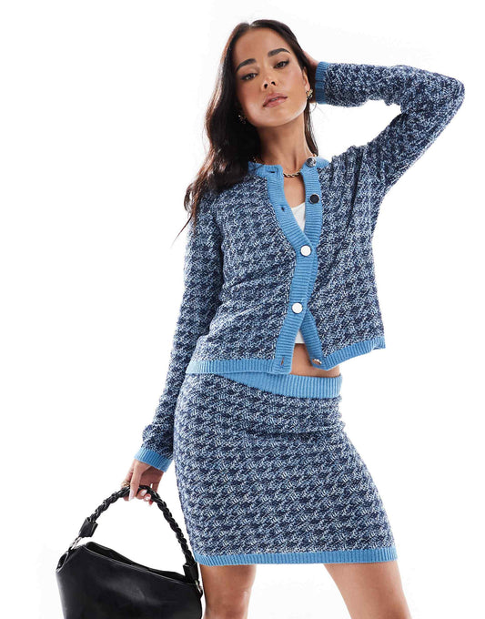 Knitted Houndstooth Cardigan Co-Ord