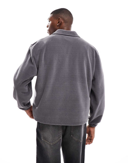 Oversized Boxy Fleece Polo Sweatshirt