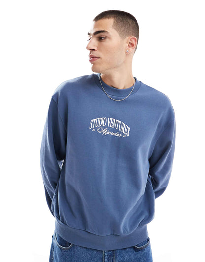 Oversized Boxy Sweatshirt With Front And Back Print