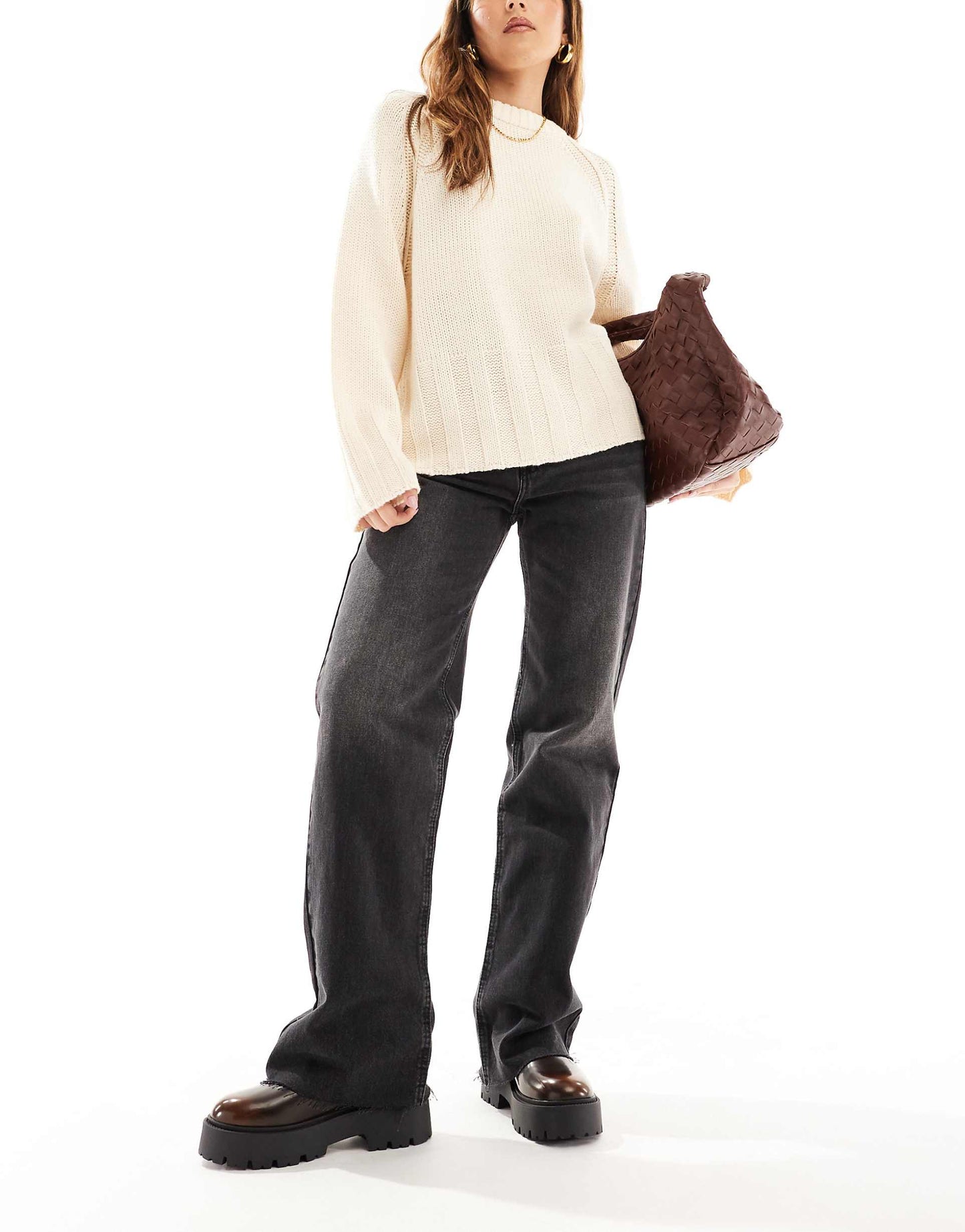High Rise Straight Leg Jean With Raw Hem