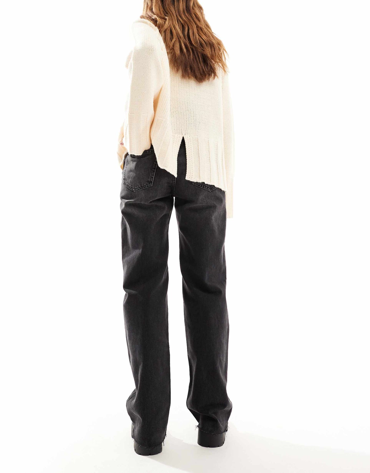High Rise Straight Leg Jean With Raw Hem
