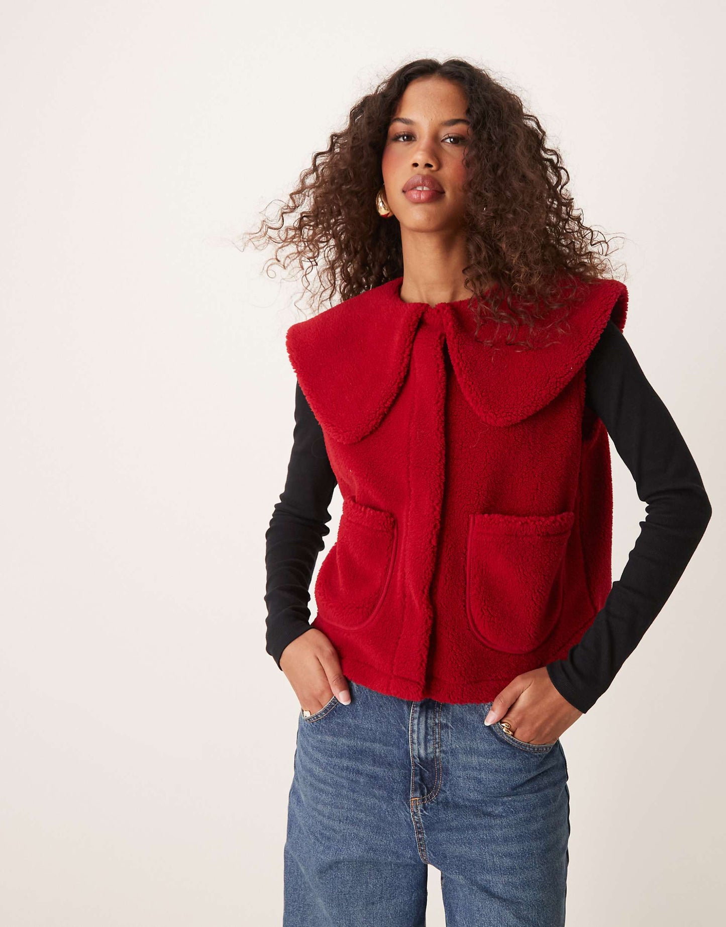 Borg Oversized Gilet With Collar