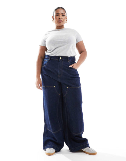 Curve Wide Leg Workwear Jeans